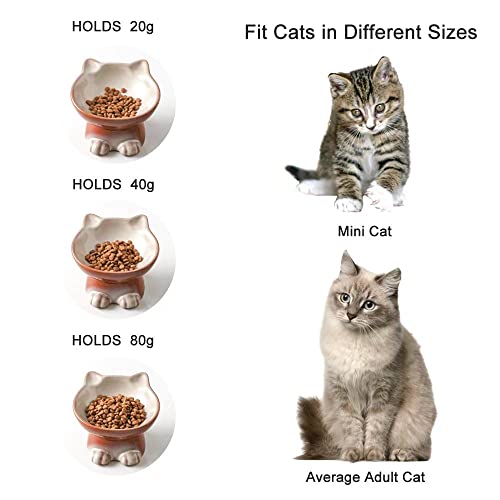 Elevated Cat Bowls (4.5 OZ / Brown)