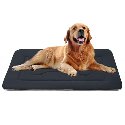 Large Dog Bed Soft Dog Crate Pad Mat (42.0"L x 28.0"W x 1.2"Th / Dark Blue Gray)