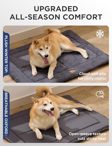 Low Profile Dog Crate Mat Reversible Bed Pad (Dark Gray)