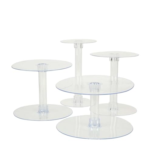 Efavormart Lovely 4 Tier XL Acrylic Crystal Glass Clear Cake Dessert Decorating Stand for Birthday Xmas Party Wedding (4-Tier 14" / Clear)