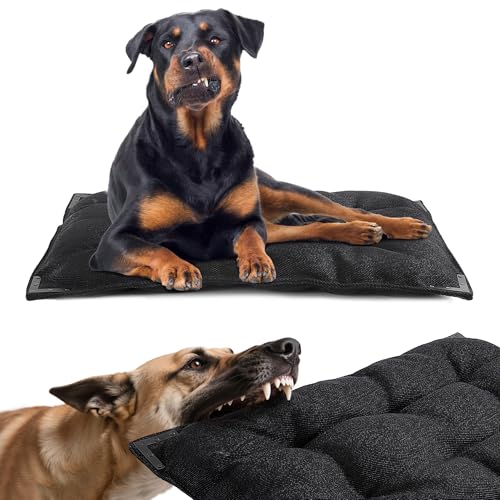 Chew Proof Dog Bed with Metal Rivet Corner for Medium Dogs (M (35" L x 22" W) / Black)