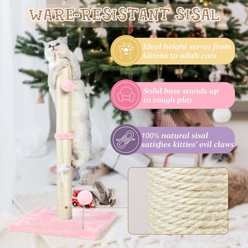 32" Tall Sisal Cat Scratching Posts Tree for Indoor Cats Adults
