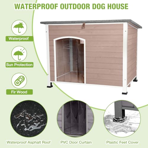 Large Dog House Outdoor Indoor with Chew Proof Iron Frame