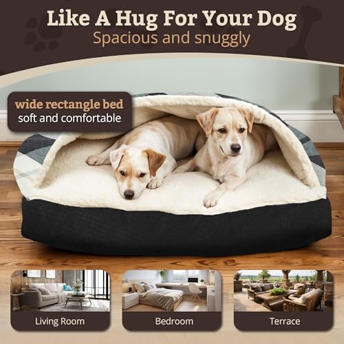 Rectangle Cozy Cave Dog Bed (Barkley Black Diamond / Large)