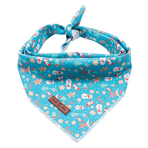 Christmas Dog Bandana (Blue Gingerbread Man / Small (Pack of 1))