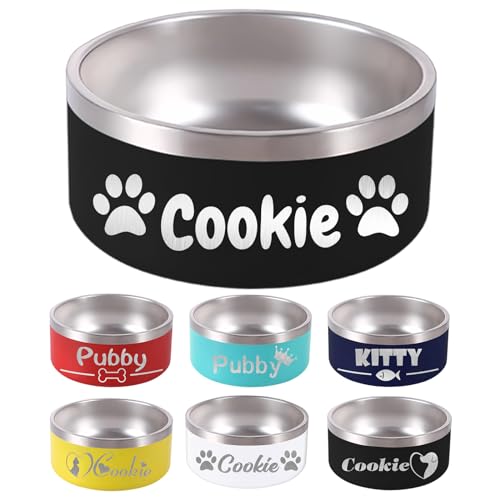42OZ Personalized Dog Bowl Laser Engraved Custom Pet Name 18 (Black / 42 oz (2.5x7.25in))