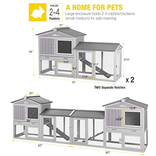 Rabbit Hutch Indoor Bunny Cage Outdoor House with Deeper Leakproof Plastic Tray