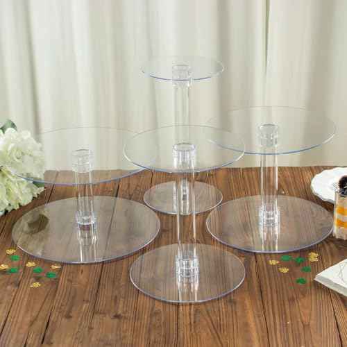 Efavormart Lovely 4 Tier XL Acrylic Crystal Glass Clear Cake Dessert Decorating Stand for Birthday Xmas Party Wedding (4-Tier 14" / Clear)