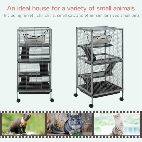 Metal Small Animal Cage (20.5"L x 20.5"W x 44.8"H / Grey)