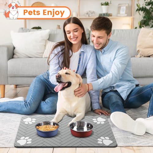 Pet Feeding Mat (Light Gray / 27"L x 17"W)