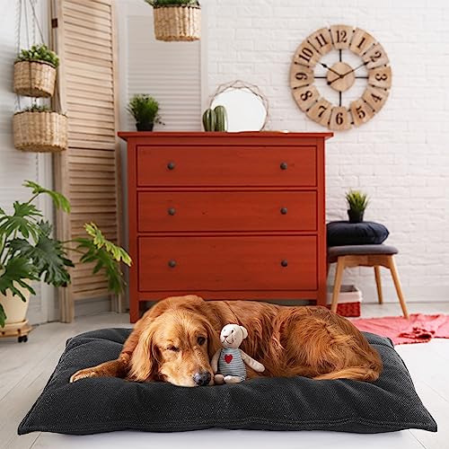 Dog Bed Indestructible Chew Proof Pet Bed Mat (35"x22" / Black)