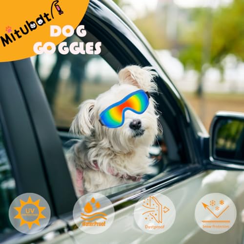 Dog Goggles Small Breed Dog Sunglasses Doggy UV Protection Glasses (Blue Frame Red Lens)