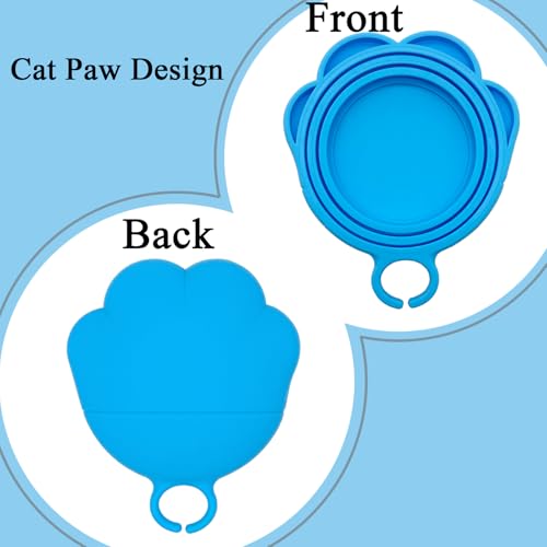 Cat Food Can Spoon & 3 Pcs Can Lids (Cat Paw / Blue)