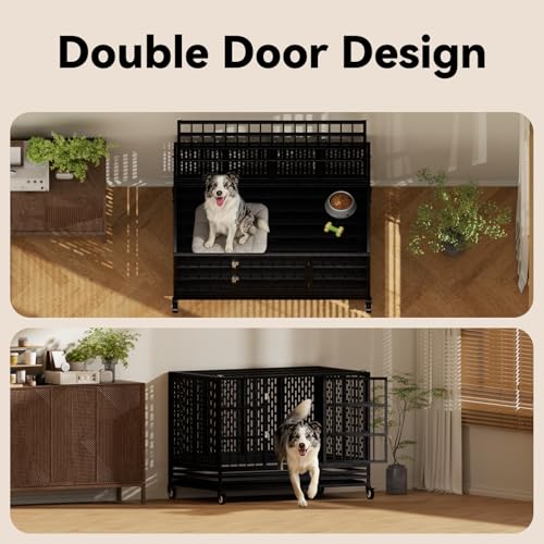 48 Inch Heavy Duty Dog Crate with Wheels (47.2"L x 28.9"W x 29.9"H)