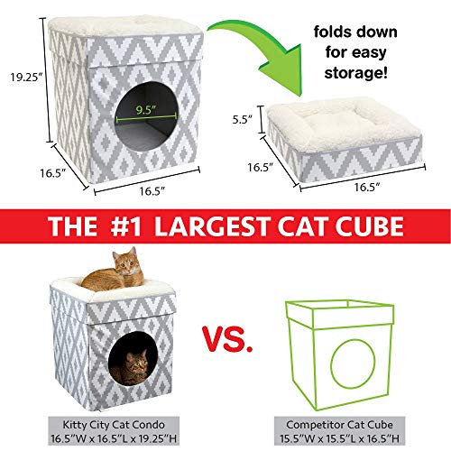 Indoor Cat Cube Furniture (C) Cat Cube (White & Gray))