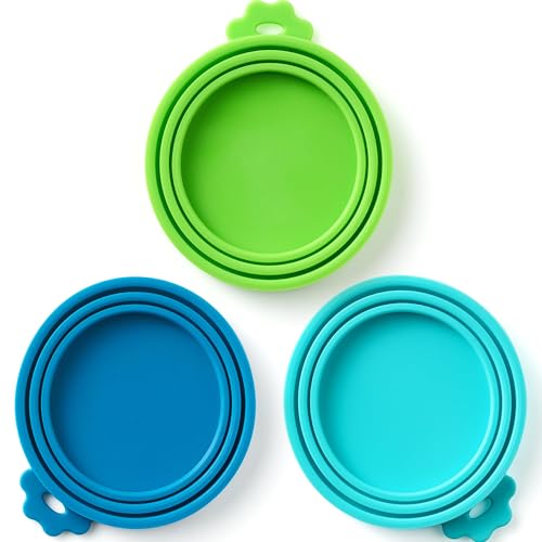 3 Pack Universal Pet Food Can Covers Lids (Emerald Wave / 3 Piece Set)