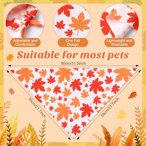 100 Pieces Thanksgiving Dog Bandanas Bulk Fall Autumn Pet Bandanas for Small Large Dogs with Maple Leaves Patterns Triangle Scarf Bib Kerchief Set Costume Accessories (Maple / 31.5 x 21.7 x 21.7")