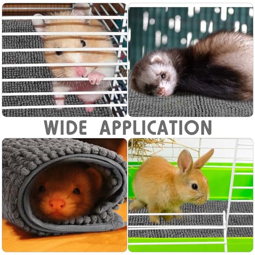 4 Pcs Guinea Pig Cage Liner (Dark Gray / 14 x 28 Inch / Low Pile Chenille)