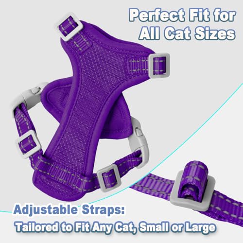 Cat Harness and Leash Set Escape Proof for Kitten Walking (XX-Small / Purple)