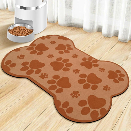 Dog Food Mats for Floors Waterproof (Brown / 19"L x 12"W)