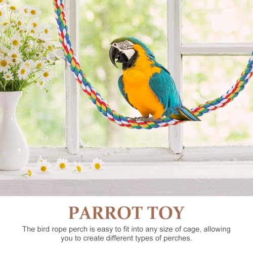 Parrot Cotton Rope Perch 41.33 in Bird Rope Climbing Toy for Cage Standing Station Chew Toy for Pet Birds Helps Exercise Balance and Coordination 1 pc (105cm)