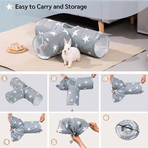 3 Way Collapsible Rabbit Tunnel Toy