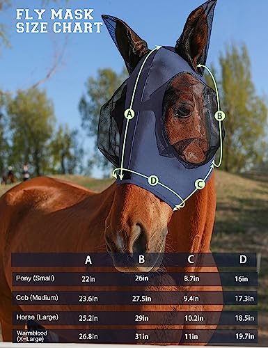 Horse Fly Mask with Ears (Navy / Large)