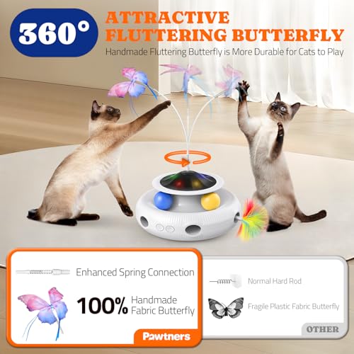 Cat Toys Automatic Interactive Kitten Toys for Indoor Cats (White)