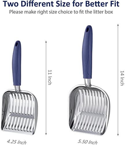 Cat Litter Scoop (Large / POLISHED Aluminum \ #01 Blue Handle)