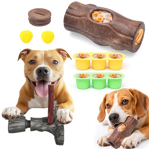 Tree Stump Dog Puzzle Toy for Medium (Gray Brown)