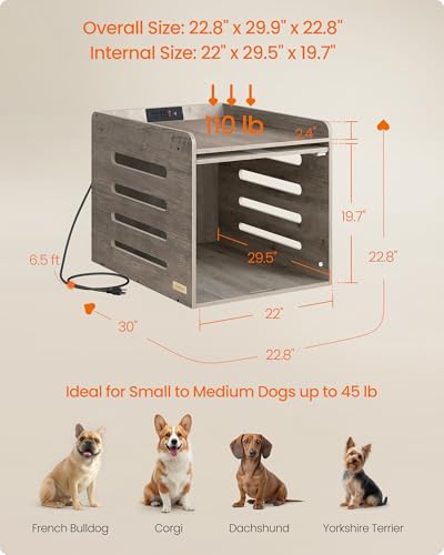 Modern Dog Crate Furniture (22.8"L x 29.9"W x 22.8"H / Heather Greige)