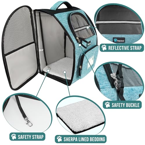 Dog Backpack Carrier Airline Approved Cat Pet Puppy Bag (Sea Blue)