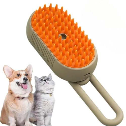 3-in-1 Cat Grooming Brush – Water Spray & Self-Cleaning Shedding Brush for Cats & Dogs – Pet Hair Removal & Massage Comb for Long & Short Hair (beige) (beige)