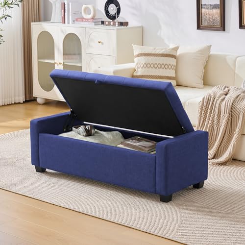 48" Ottoman with Storage (Blue / 19.7"D x 48"W x 16.9"H)