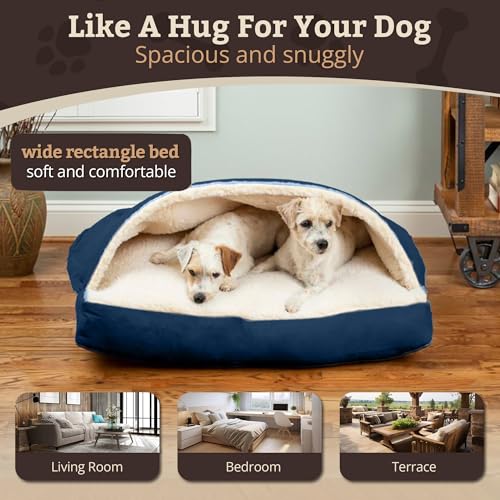 Rectangle Cozy Cave Dog Bed (Sapphire / Medium)