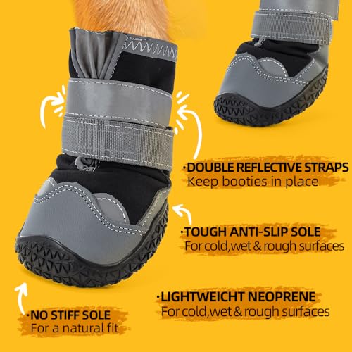 Dog Boots for Large Dogs (Light Black / Width 1.77 Inch)