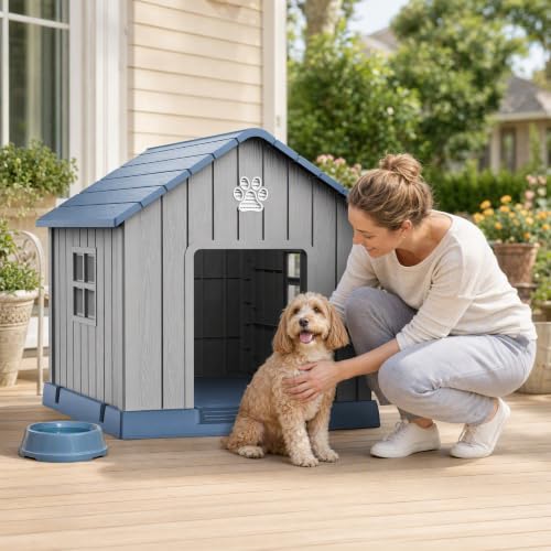Dog House for Medium Size Dogs (Blue / 32.5''L x 33.7''W x 31.18''H)