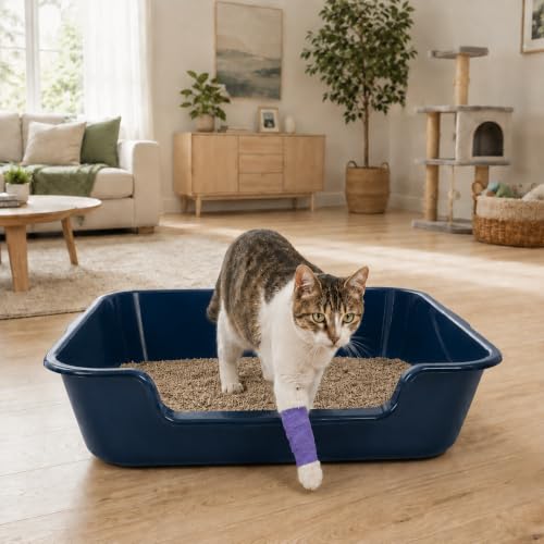 Extra Large Low Entry ABS Cat Litter Box (Large (Pack of 1) / Dark Blue)