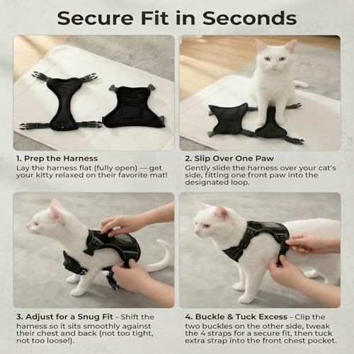 Escape Proof Cat Harness and Leash Set (Light Blue / XS)