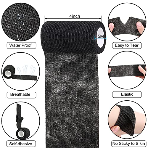36 Pcs Self Adherent Bandage 4" X 5 Yard Wrap Breathable (Black / 4" X 5 Yard)