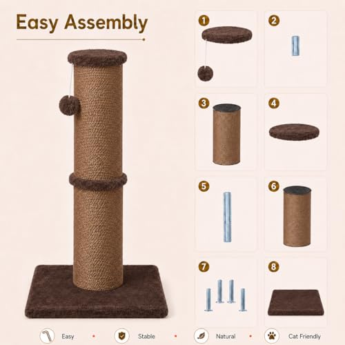 32 Inch Tall Cat Scratching Post (X-Large / Chocolate Brown)