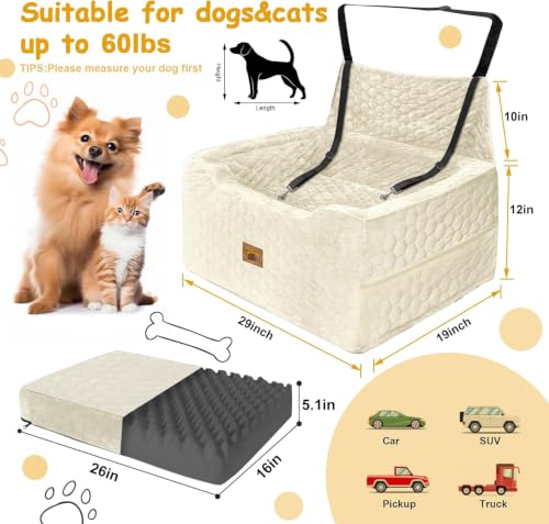 Dog Car Seat for Medium (White / Large)