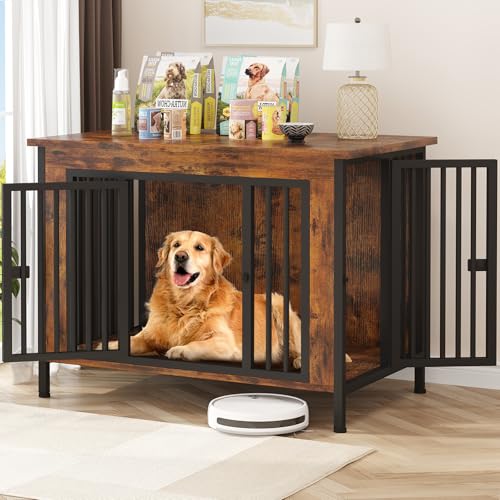 39.96" Dog Crate Furniture for 1 or 2 Dogs (Brown / 40.0"L x 23.6"W x 33.5"H)