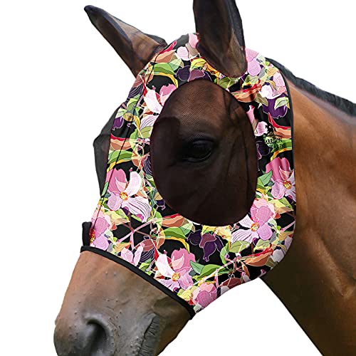 Super Comfort Stretchy Fly Mask Large Eye Space with UV Protection Soft on Skin with Breathability Blossom Vibe S (S / Blossom Vibe)