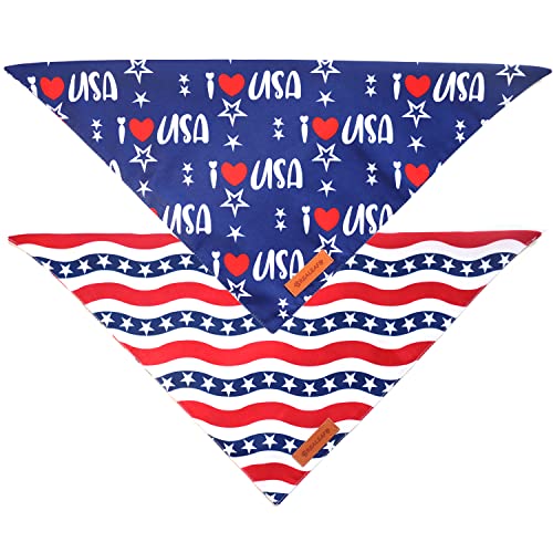 4th of July Dog Bandanas 2 Pack (American Flag / Small)
