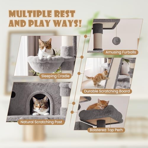 81 Inches Extra Large Cat Tree for Indoor Adult Cats (81in / Grey)