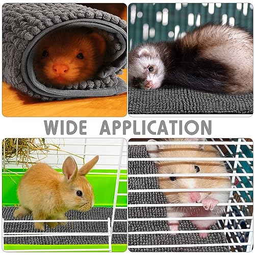 4 Pcs Guinea Pig Cage Liner (Dark Gray / 12 x 12 Inch / Low Pile Chenille)