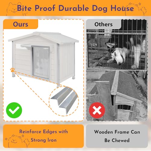 Outdoor Dog House Wooden Dog Kennel for Small Dogs (Grey / 30.1" D x 18.3" W x 24" H)