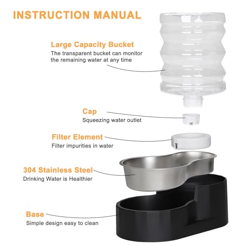 5L Filtered Cat Water Dispenser (5L / Dark Black)