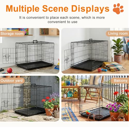 24" Foldable Metal Dog Crate (Black)
